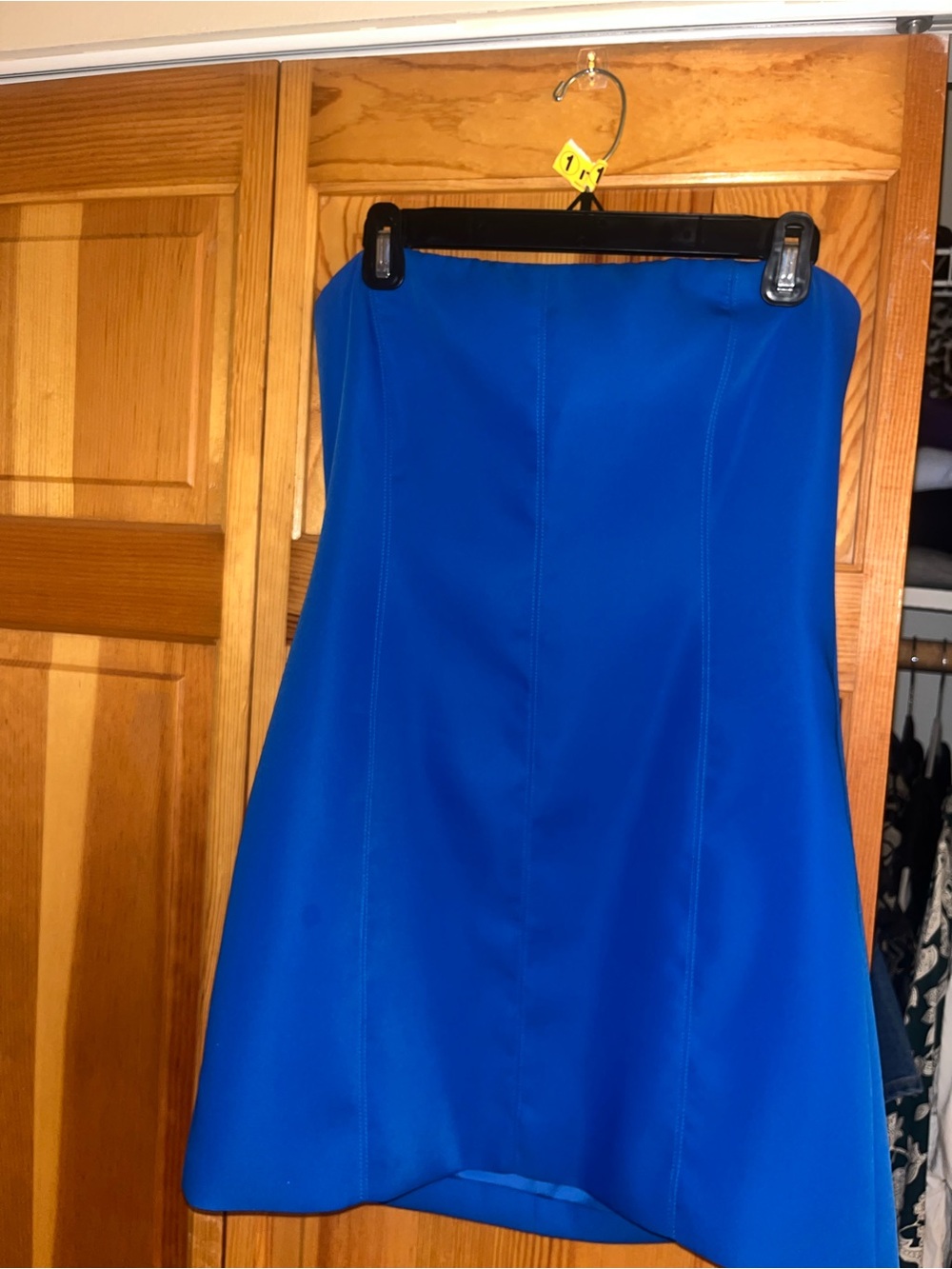 Meshki Strapless Cobalt Blue Bodycon Mini Dress - Picture 2 of 4